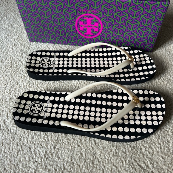 Tory Burch Black and White Polka Dot Sandals - Picture 7 of 12